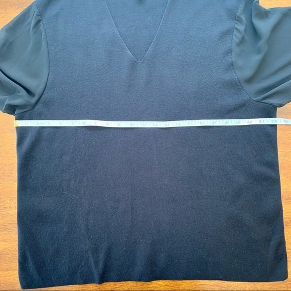 Talbots Dressy V Neck Sweater With Sheer Sleeves - Picture 8 of 11